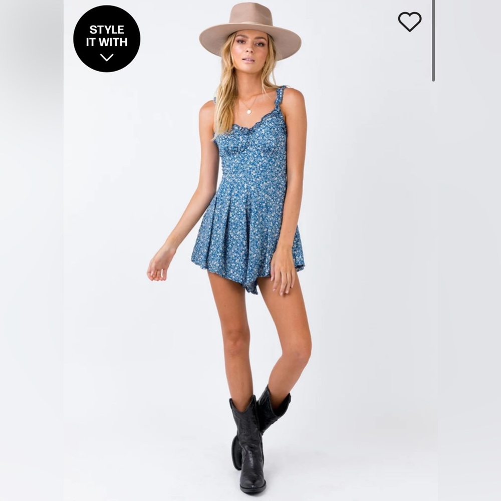 Princess Polly Thunderclouds Romper Blue